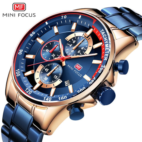 Fashion Blue Watch Men Quartz-Clock